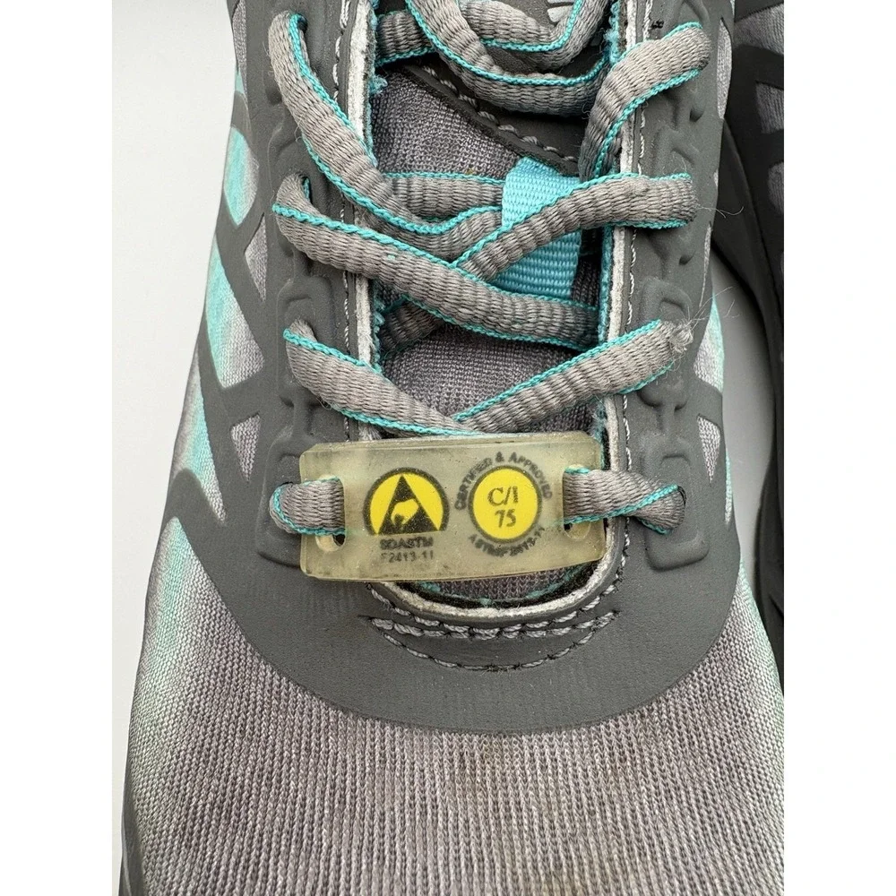 Nautilus Steel Toe Mens Work Shoes N2485W Gray Teal Safety Toe Sneakers 6M